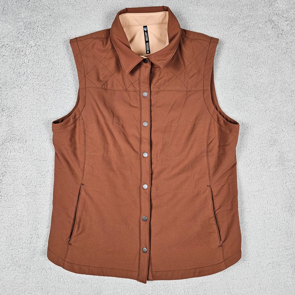 Kuhl Aurora (Women's Medium) Copper Brown Insulated Quilted Vest Snap Front 4099